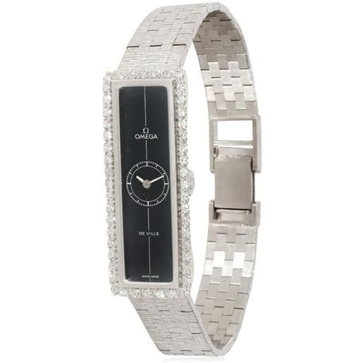 OMEGA - orologio de ville 15mm pre-owned - donna - oro bianco 18kt/diamanti/vetro zaffiro - taglia unica - blu
