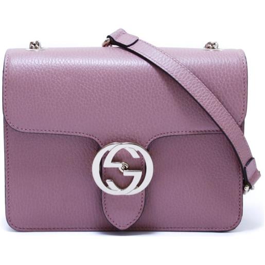 Gucci Pre-Owned - borsa a spalla con placca logo - donna - pelle di vitello - taglia unica - rosa