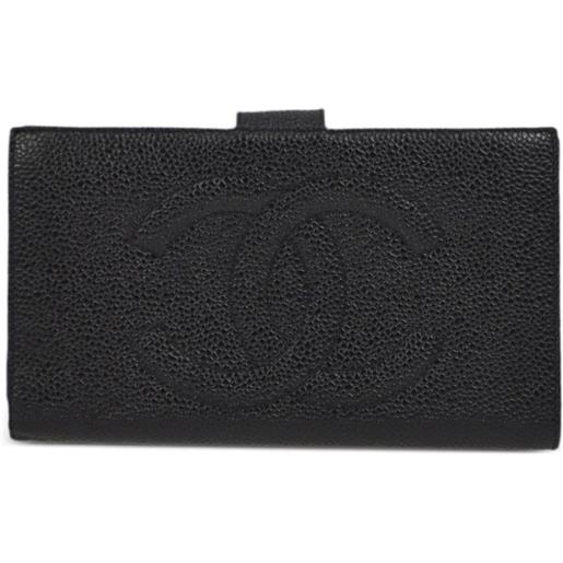 CHANEL Pre-Owned - portafoglio bi-fold con logo cc 1995 - donna - pelle caviar - taglia unica - nero