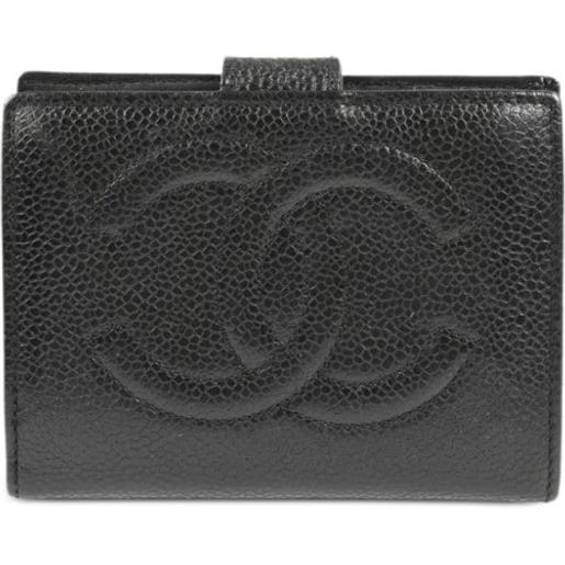 CHANEL Pre-Owned - portafoglio bi-fold cc 1995 - donna - pelle caviar - taglia unica - nero