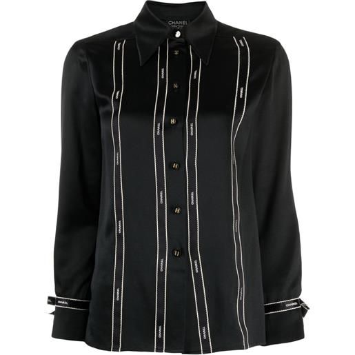CHANEL Pre-Owned - blusa con logo 1994 - donna - seta - 36 - nero