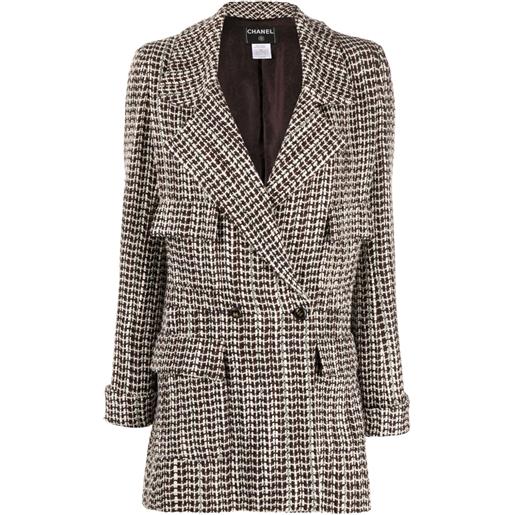 CHANEL Pre-Owned - giacca doppiopetto 2001 - donna - rayon/lana/pvc/nylon/cotone - 40 - marrone