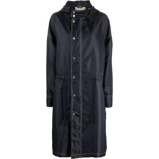 CHANEL Pre-Owned - cappotto con cappuccio anni '90-'00 - donna - poliammide/acrilico - 36 - blu