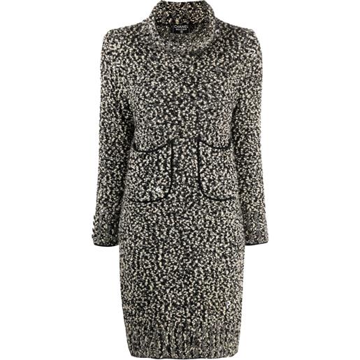 CHANEL Pre-Owned - abito corto bicolore a collo alto 1994 - donna - lana/nylon - 42 - nero