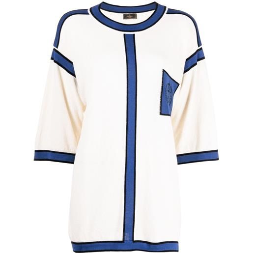 Fendi Pre-Owned - t-shirt con inserti - donna - cotone/nylon - 46 - blu