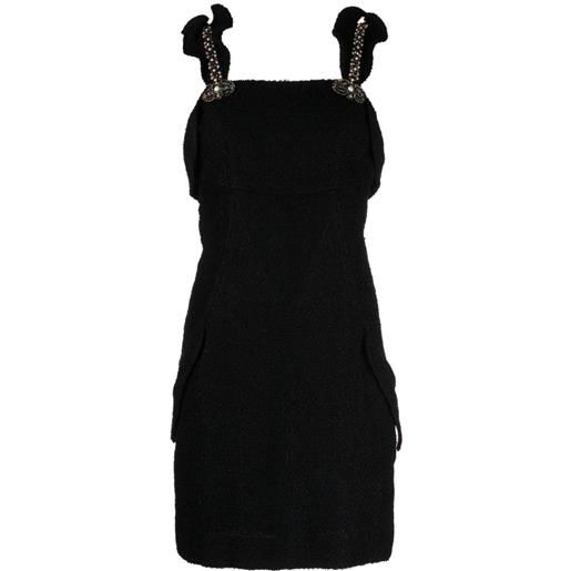 CHANEL Pre-Owned - abito corto con decorazione - donna - rayon/nylon/seta/seta - 40 - nero