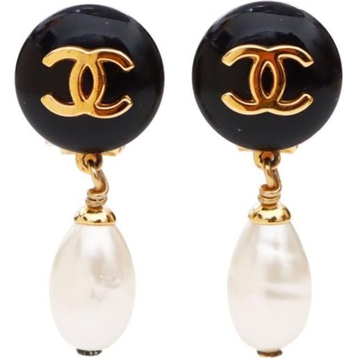 CHANEL Pre-Owned - orecchini a clip cc con finte perle 1996 - donna - placcatura in oro - taglia unica