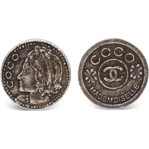 CHANEL Pre-Owned - orecchini a clip coco coin 1990 - donna - placcatura in argento - taglia unica