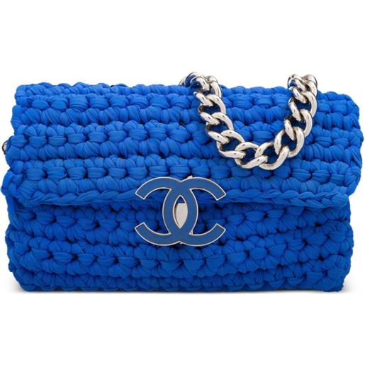 CHANEL Pre-Owned - borsa a spalla classic flap crochet 2014 - unisex - tessuto/tela - taglia unica - blu