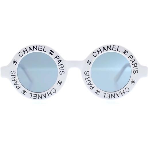 CHANEL Pre-Owned - occhiali da sole tondi con stampa 1993 - unisex - acetato - taglia unica - bianco