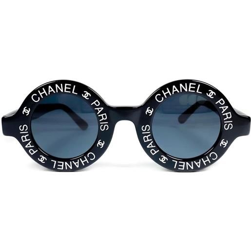 CHANEL Pre-Owned - occhiali da sole tondi con stampa 1993 - unisex - acetato - taglia unica - nero
