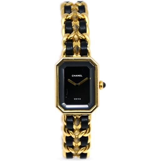 CHANEL Pre-Owned - orologio première 20mm 1987 - donna - placcatura in oro/pelle - taglia unica - nero