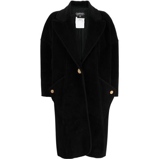CHANEL Pre-Owned - cappotto con bottoni anni '90 - donna - lana/seta - taglia unica - nero