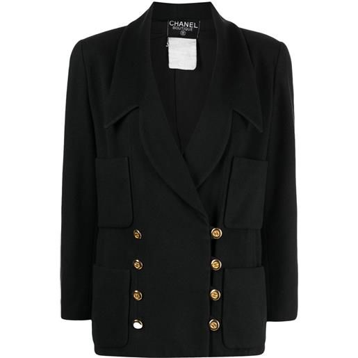 CHANEL Pre-Owned - giacca con bottoni cc - donna - lana/seta - taglia unica - nero