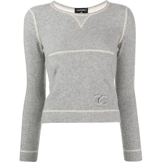 CHANEL Pre-Owned - maglione con logo cc 2011 - donna - cashmere/cashmere - taglia unica - grigio