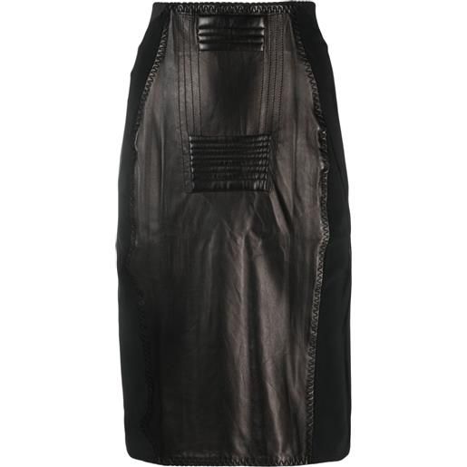 Jean Paul Gaultier Pre-Owned - gonna a matita 1987 - donna - poliammide/spandex/elastam/pelle di vitello - 42 - nero