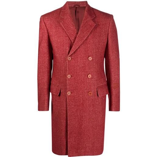 Helmut Lang Pre-Owned - cappotto doppiopetto 1990 - uomo - acetato/lino/lana - 46 - rosso