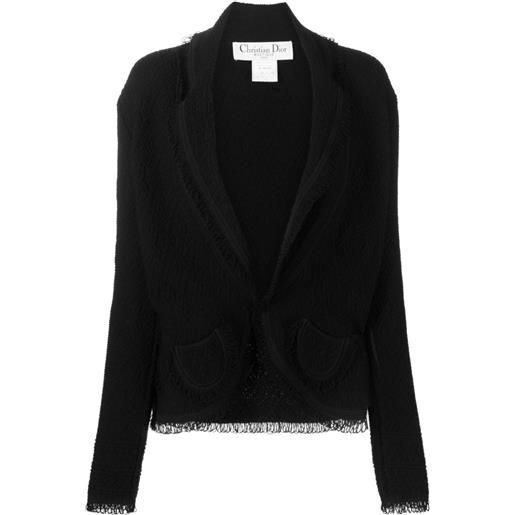 Christian Dior Pre-Owned - giacca con bordi sfrangiati 1997-1998 - donna - lana/viscosa/poliestere - 42 - nero
