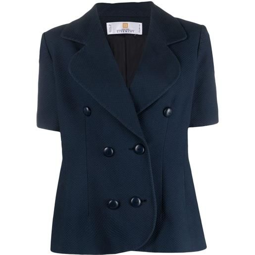 Givenchy Pre-Owned - blazer doppiopetto a maniche corte pre-owned 1990 - donna - lana/acetato/viscosa - s - blu
