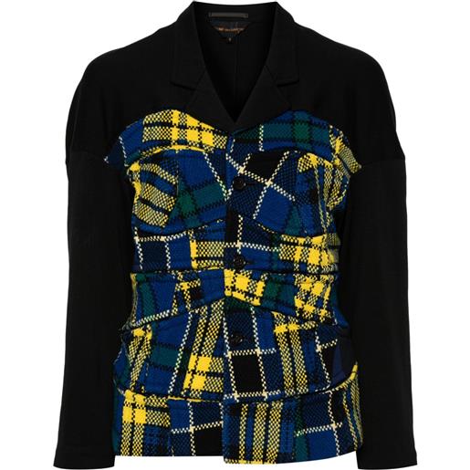 Comme Des Garçons Pre-Owned - giacca con design patchwork 1999 - donna - nylon/lana/poliuretano - s - nero