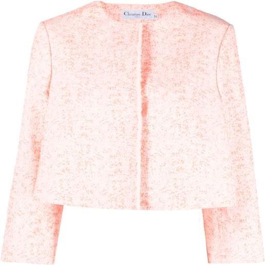 Christian Dior Pre-Owned - giacca crop senza colletto anni 2010 - donna - seta/cotone/poliammide/poliestere - 40 - arancione