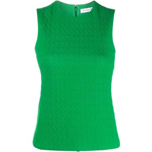 Christian Dior Pre-Owned - top smanicato anni 2010 - donna - seta/viscosa/poliestere/poliammide/lana - 36 - verde