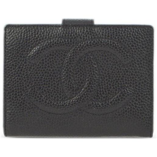 CHANEL Pre-Owned - portafoglio bi-fold con logo cc 1997 - donna - pelle caviar - taglia unica - nero