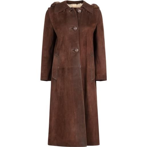 Prada Pre-Owned - cappotto con cappuccio - donna - pelle di capra - 40 - marrone