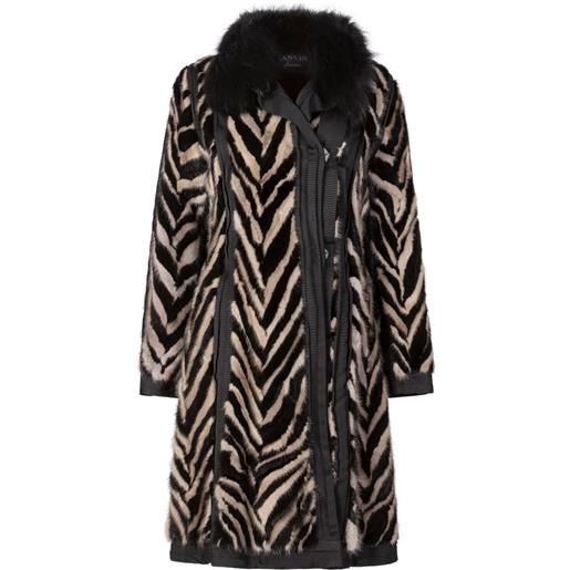 Lanvin Pre-Owned - cappotto in finta pelliccia con stampa - donna - modacrilica/poliammide/poliestere - 34 - nero