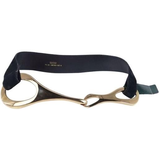 Gucci Pre-Owned - cintura con morsetto - donna - pelle/metallo placcato in oro - 75 - nero