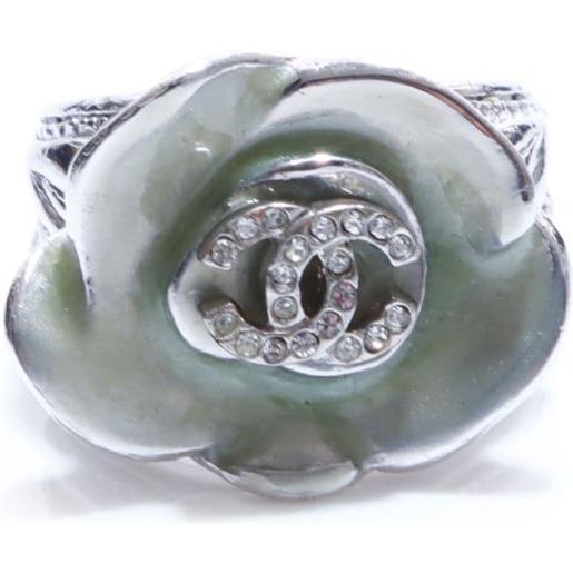 CHANEL Pre-Owned - anello camélia con decorazione 2004 - donna - metallo placcato in argento - taglia unica