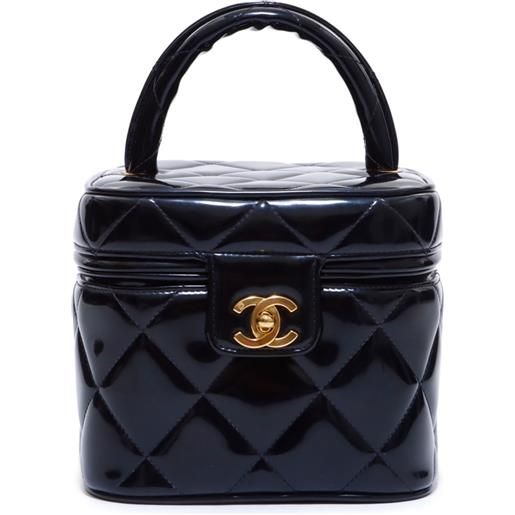 CHANEL Pre-Owned - trousse make up trapuntata anni '90 - donna - pelle lucida - taglia unica - nero
