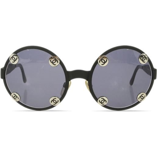 CHANEL Pre-Owned - occhiali da sole tondi cc - donna - acrilico - taglia unica - nero