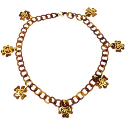 CHANEL Pre-Owned - cintura a catena 1995 - donna - placcatura in oro/acrilico - taglia unica - marrone