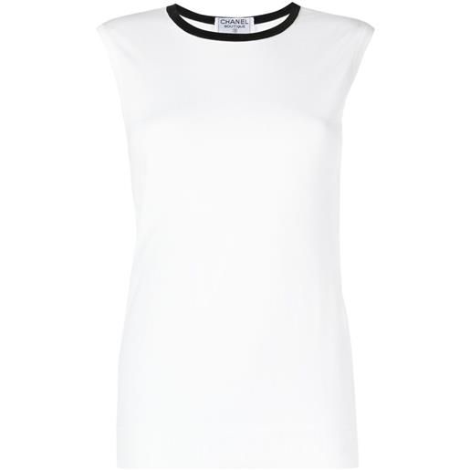 CHANEL Pre-Owned - top smanicato 1996 - donna - cotone - 40 - bianco