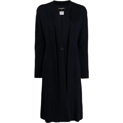 CHANEL Pre-Owned - cappotto monopetto con design a strati 1999 - donna - poliammide/lana - 38 - blu