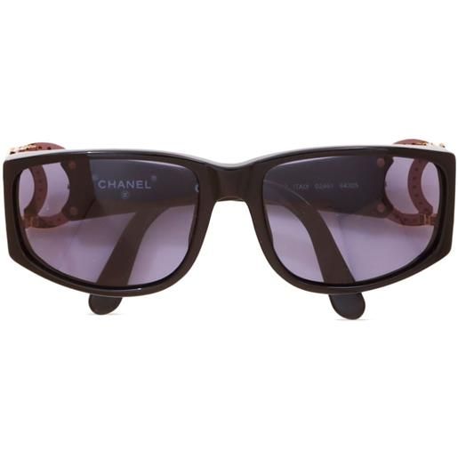 CHANEL Pre-Owned - occhiali da sole squadrati cc - donna - plastica - taglia unica - nero