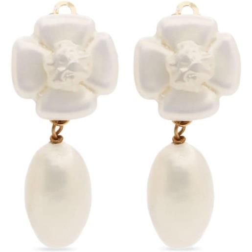 CHANEL Pre-Owned - orecchini a clip cc con finte perle 1998 - donna - metallo placcato in oro - taglia unica - bianco