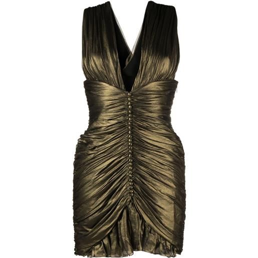 Saint Laurent Pre-Owned - abito corto con arricciatura - donna - seta/seta - 38 - oro
