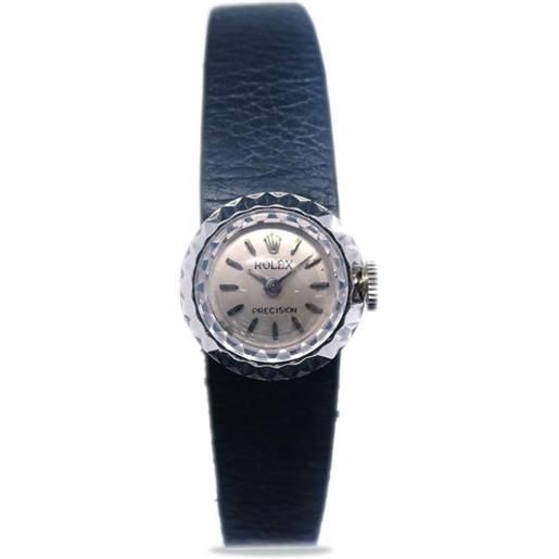 Rolex - orologio chameleon precision 14mm pre-owned 1965 - donna - oro bianco 18kt/pelle - taglia unica - argento