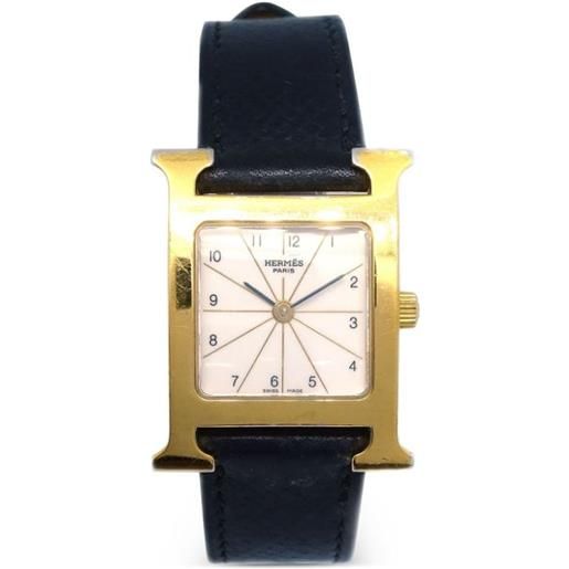Hermès Pre-Owned - orologio henure h 30mm 2003 - donna - placcatura in oro/pelle di vitello/vetro zaffiro - taglia unica - bianco