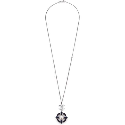 CHANEL Pre-Owned - collana con pendente cc in finte perle 2014 - donna - pietra/metallo placcato in argento - taglia unica