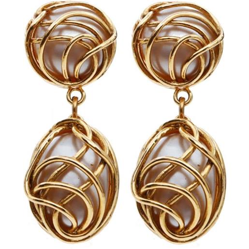 CHANEL Pre-Owned - orecchini pendenti con finte perle 1990 - donna - metallo placcato in oro - taglia unica