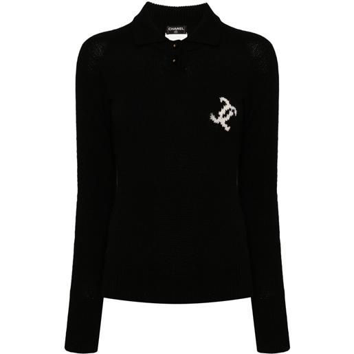 CHANEL Pre-Owned - maglione con logo cc 1996 - donna - cashmere - 38 - nero
