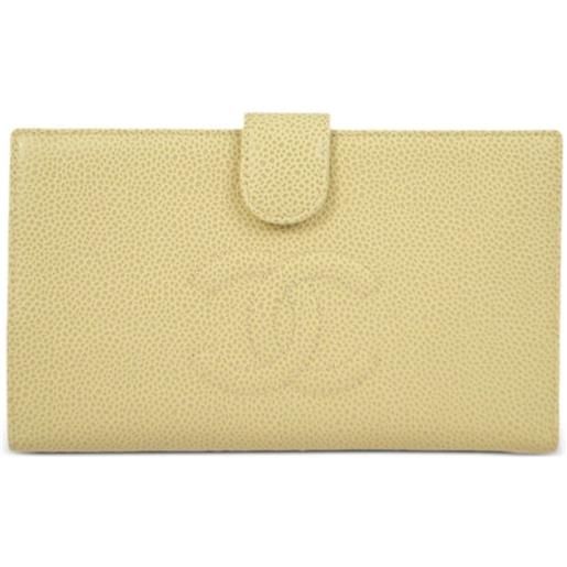CHANEL Pre-Owned - portafoglio bi-fold con logo cc 2000 - donna - pelle caviar - taglia unica - toni neutri