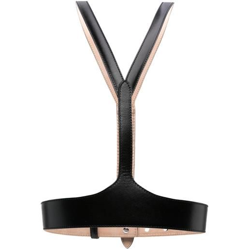 Alexander McQueen Pre-Owned - cintura v harness - donna - pelle di vitello - s - nero