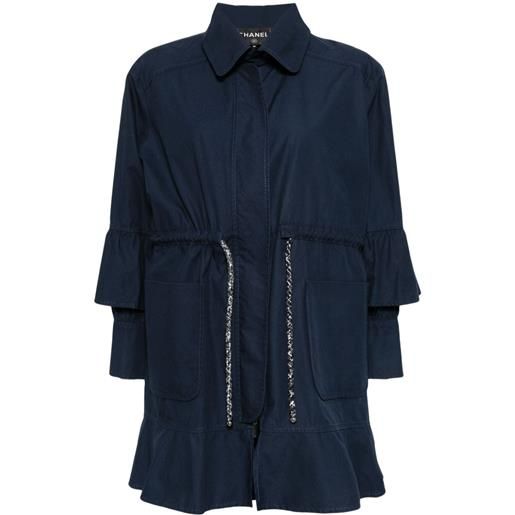 CHANEL Pre-Owned - cappotto con coulisse - donna - cotone - taglia unica - blu