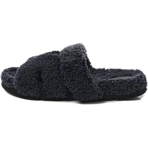 Hermès Pre-Owned - sandali slides chypre in shearling - uomo - lana/pelle di vitello/lana - 43 - nero