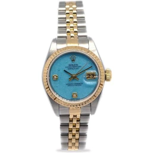 Rolex - orologio datejust 26mm pre-owned 1999 - donna - acciaio inossidabile/oro giallo 18kt - taglia unica - blu