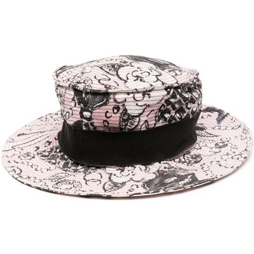 CHANEL Pre-Owned - cappello con stampa grafica anni '90 - unisex - cotone/cotone - taglia unica - rosa
